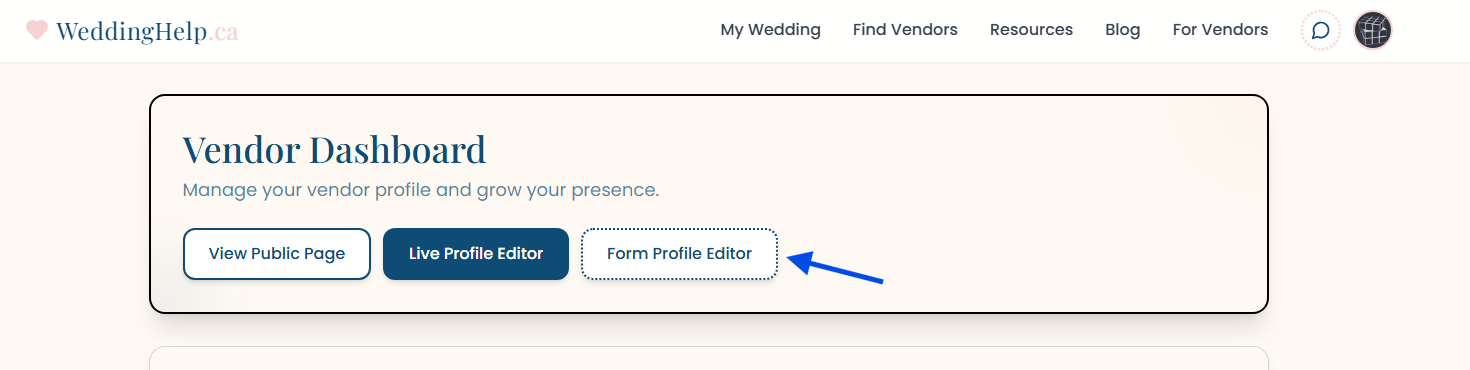 Vendor profile form editor