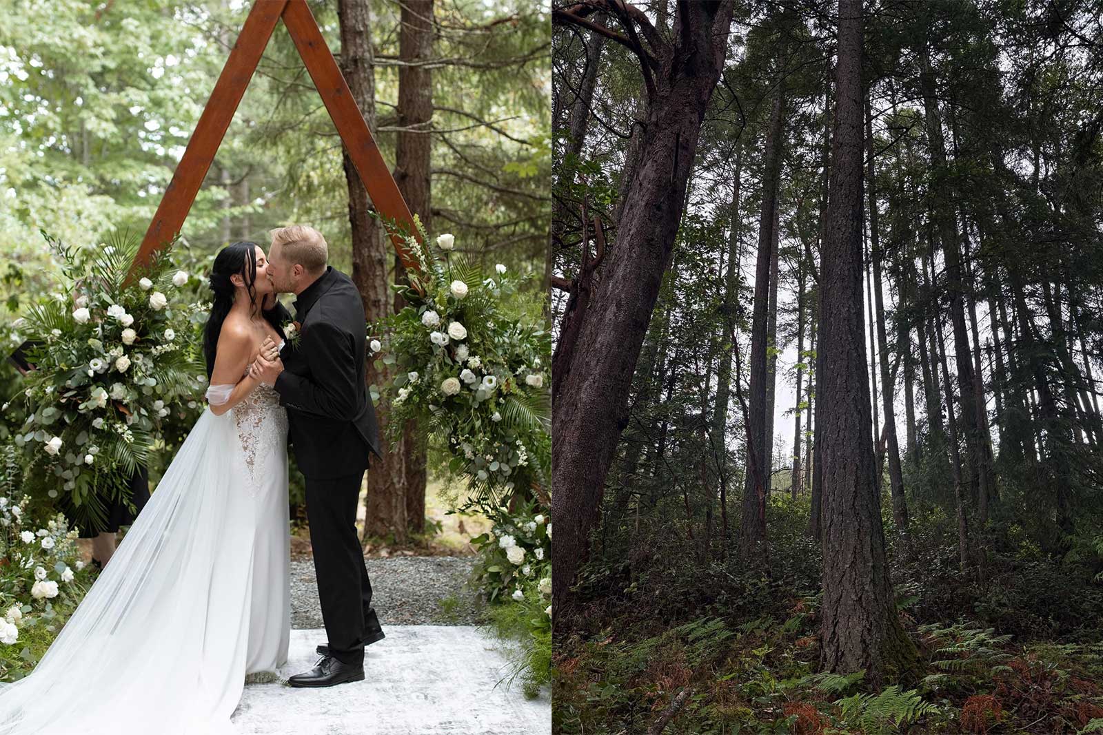 Outdoor wedding ceremony at Brannen Lake Estates in Nanaimo, Vancouver Island