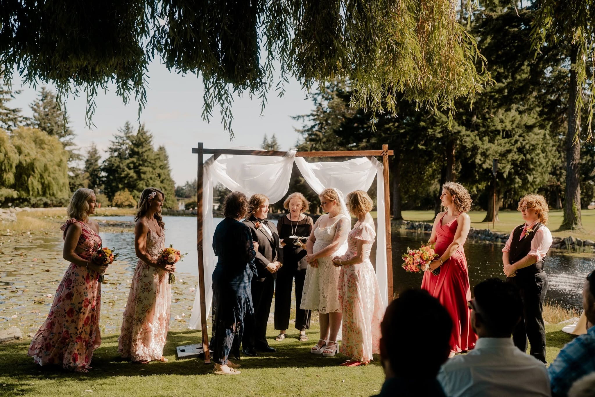 The ceremony under the willows beside the lily pond at Nanaimo Golf Club