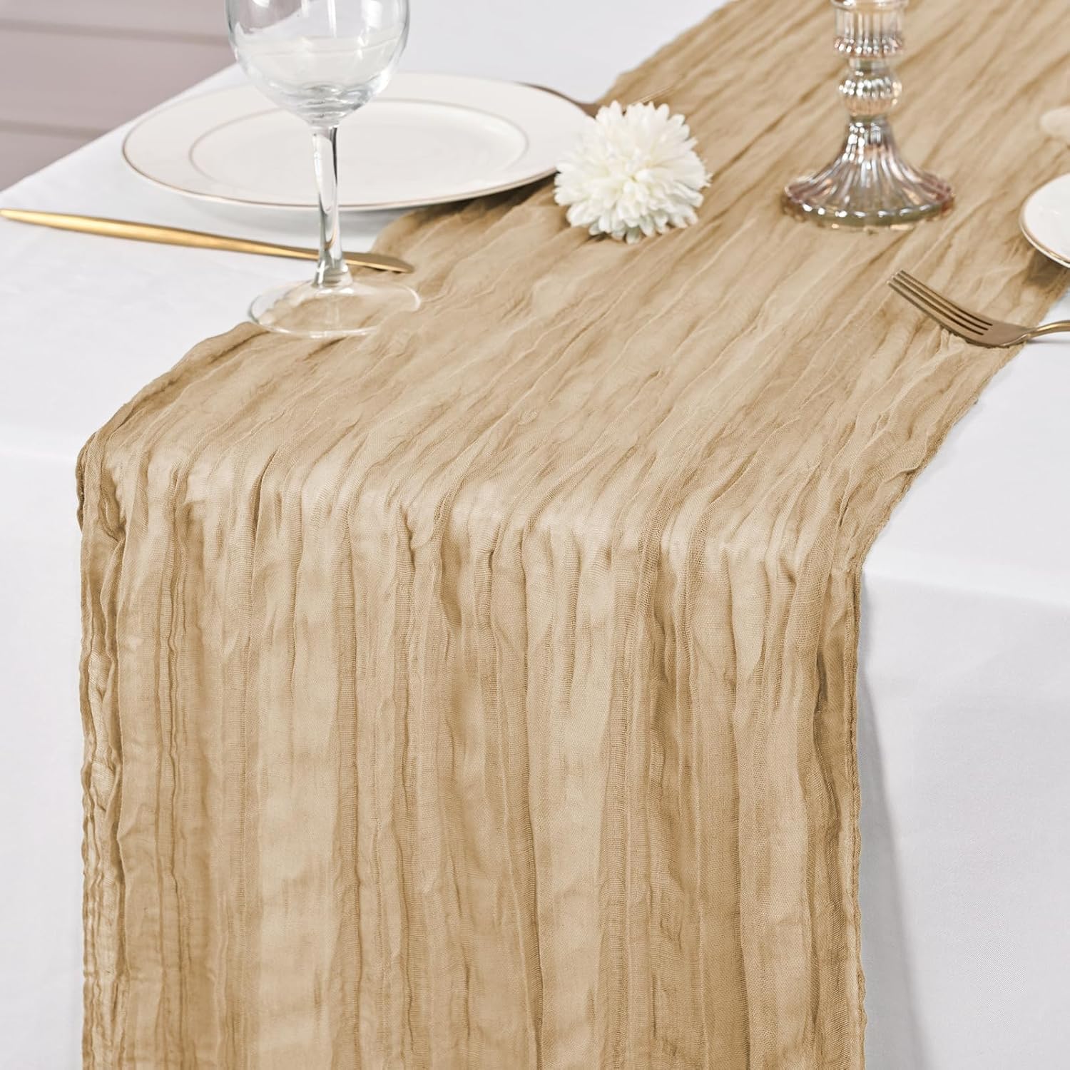 Beige Cheesecloth Table Runners (12 Pack, 10ft)