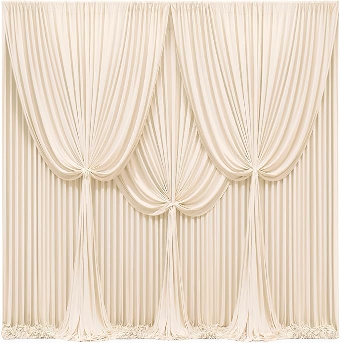 Champagne Backdrop Curtains (24x10FT, 6 Panels) for Warm, Elegant Decor