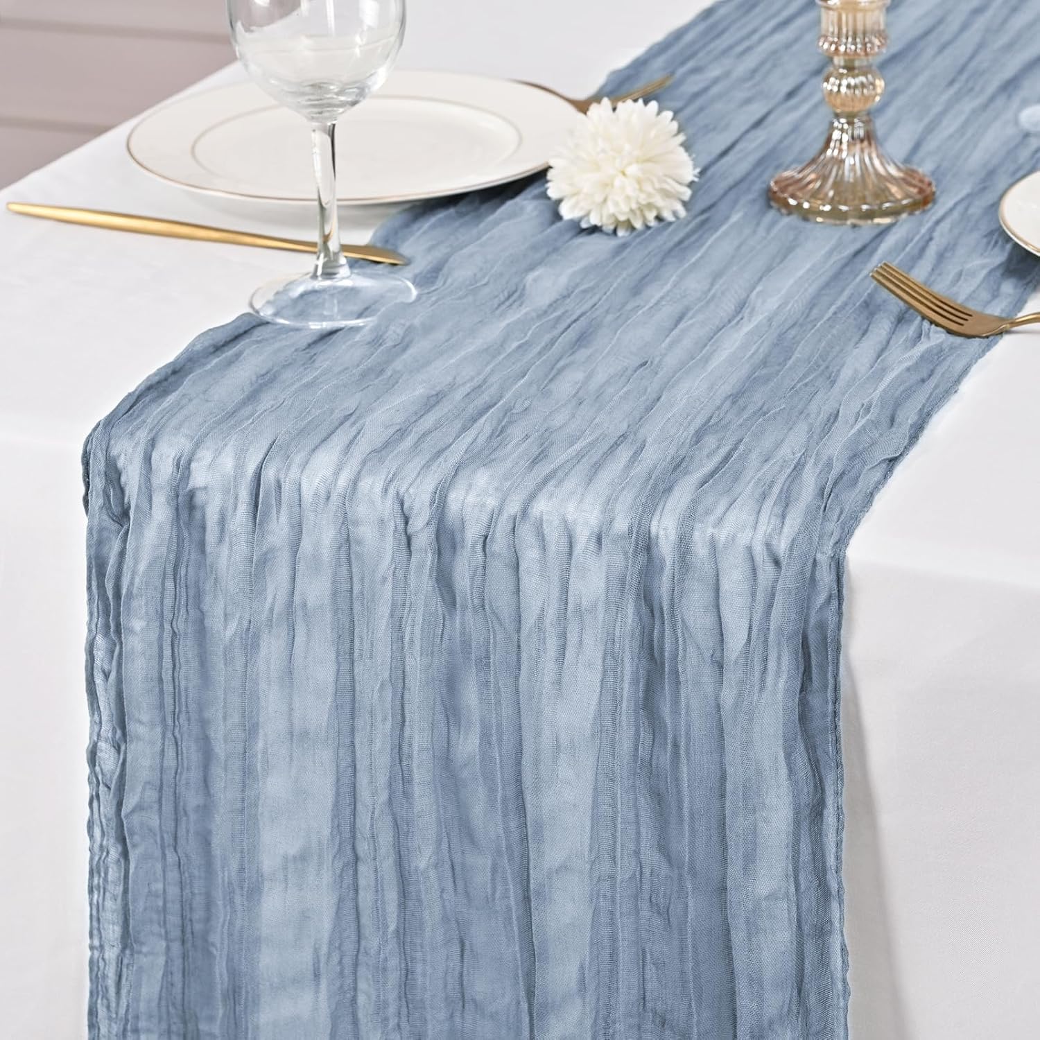 Dusty Blue Cheesecloth Table Runners (12 Pack, 10ft)