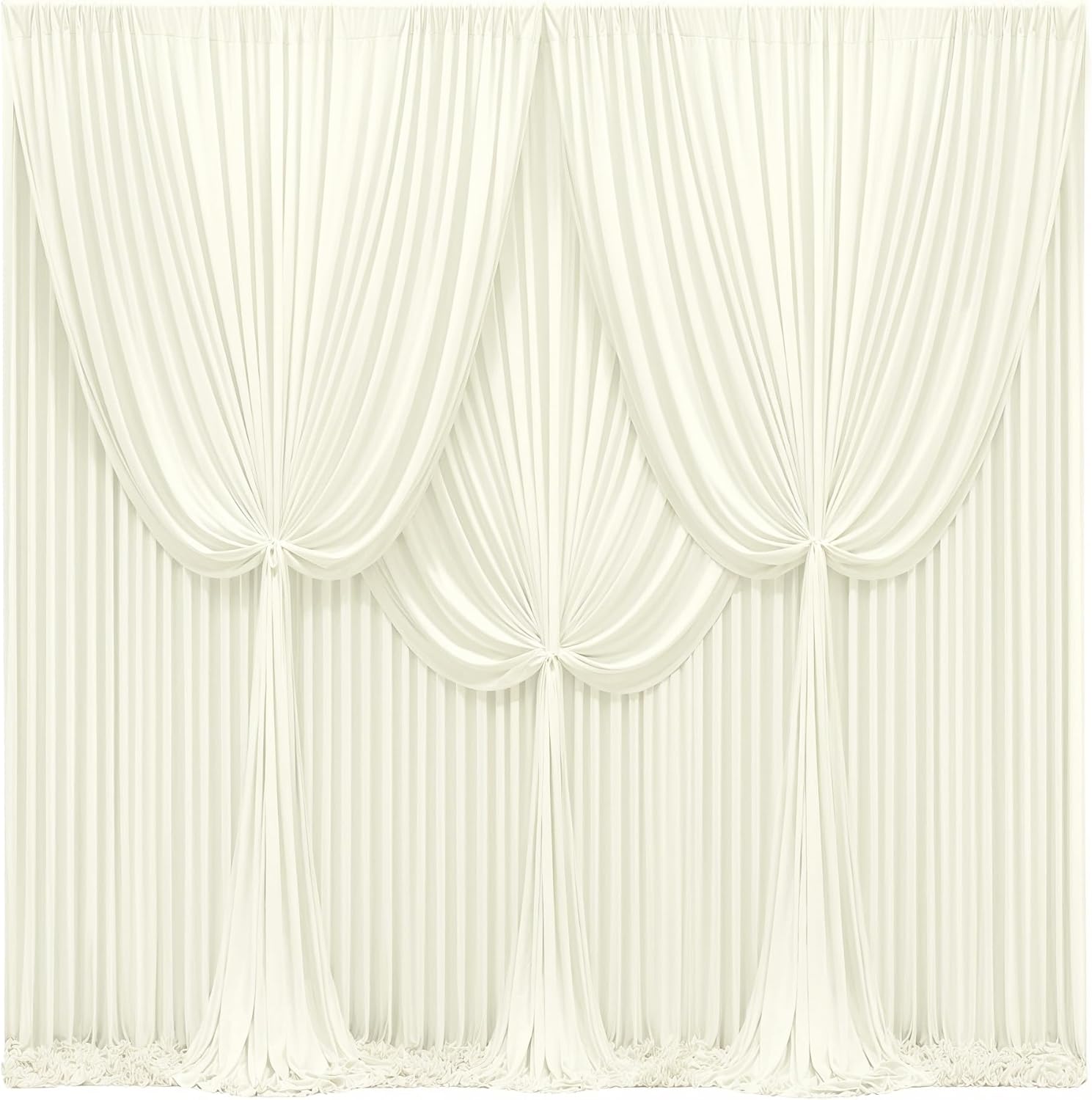 Ivory Backdrop Curtains (24x10FT, 6 Panels) for Weddings & Parties