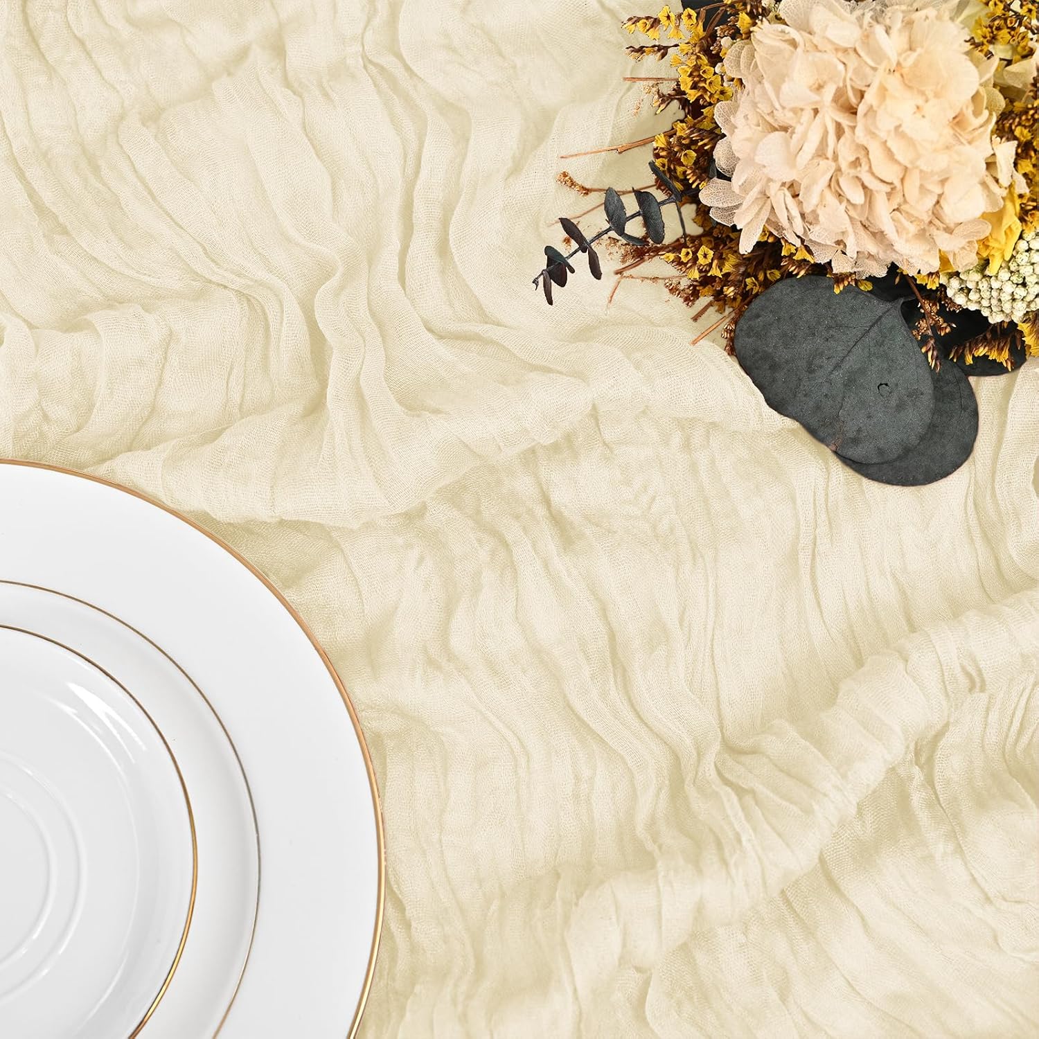 Ivory Cheesecloth Table Runners (12 Pack, 10ft)