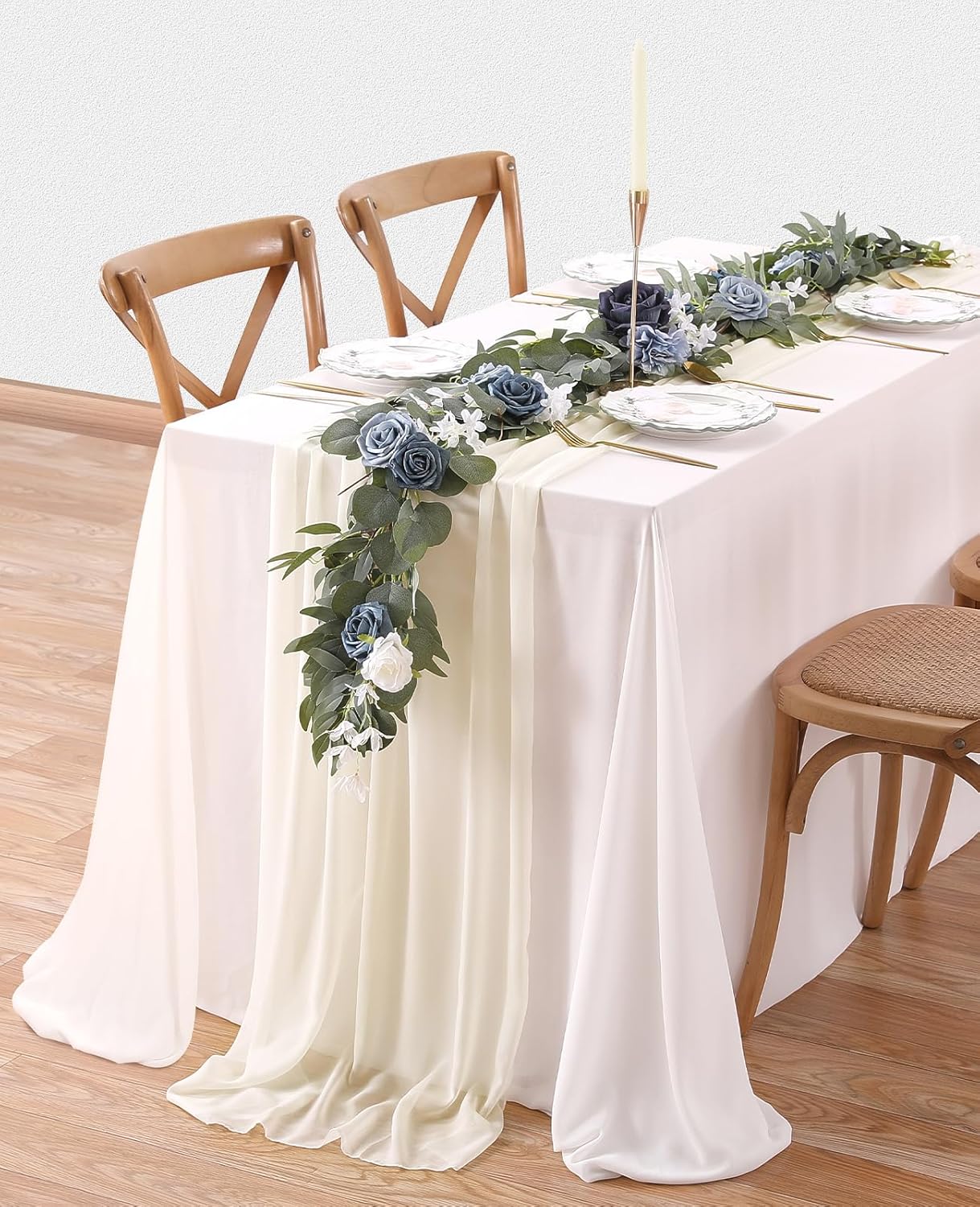 Ivory Chiffon Table Runners (10-Pack) for Effortless Elegance