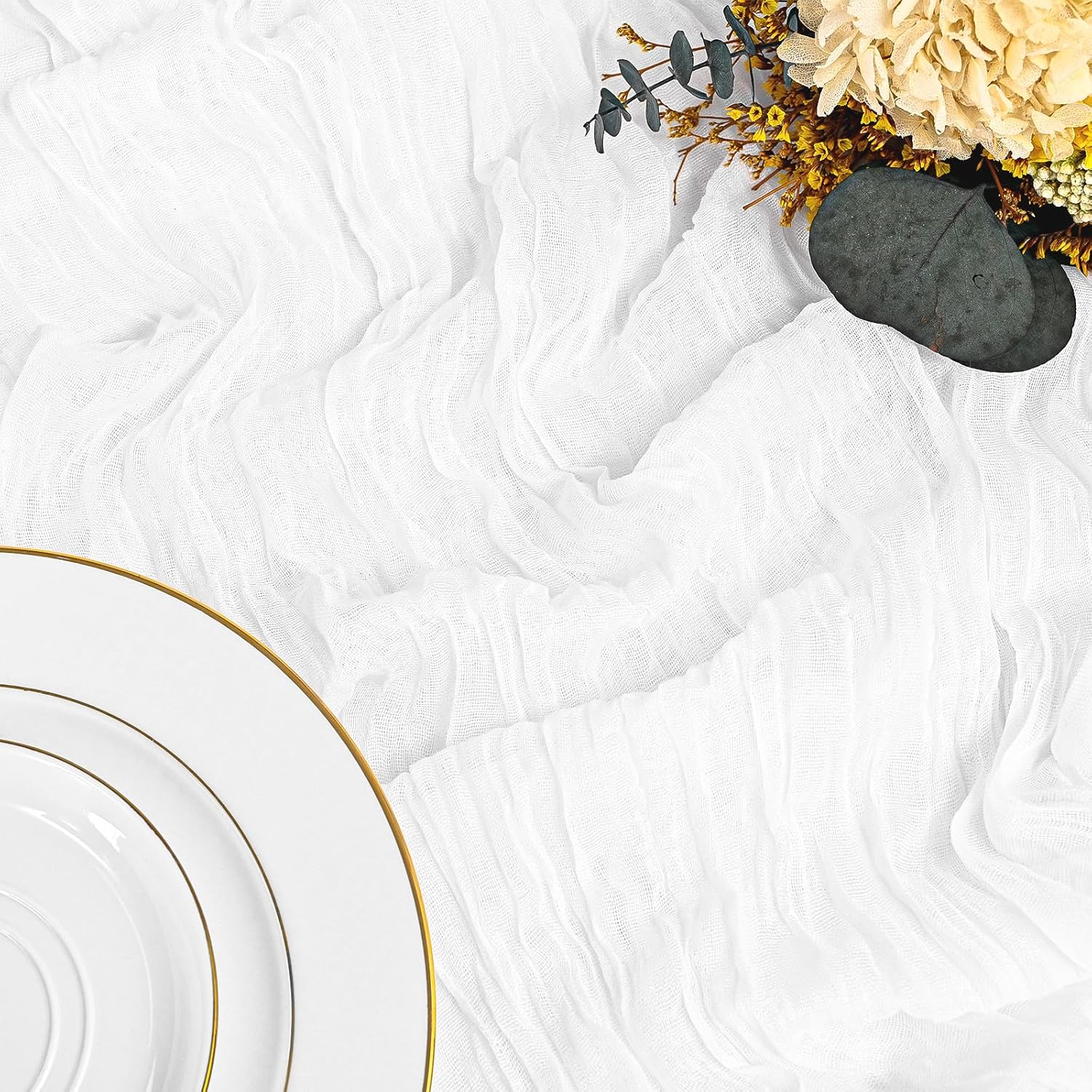 White Cheesecloth Table Runners (12 Pack, 10ft)