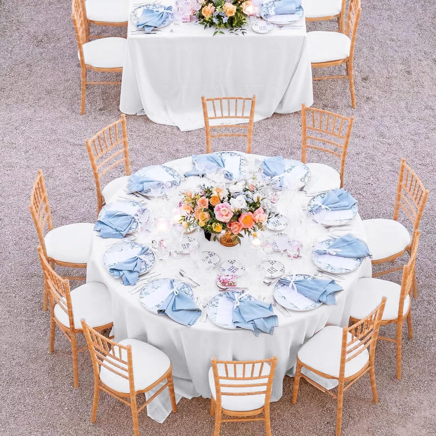 White Round Tablecloths (12-Pack, 120 Inch) for Wedding Tables