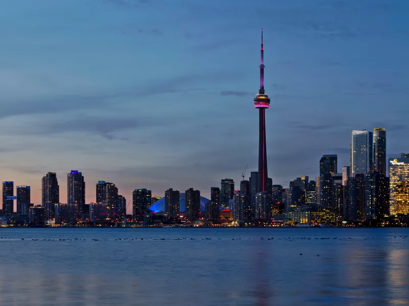 Toronto skyline at dusk from the Toronto Islands