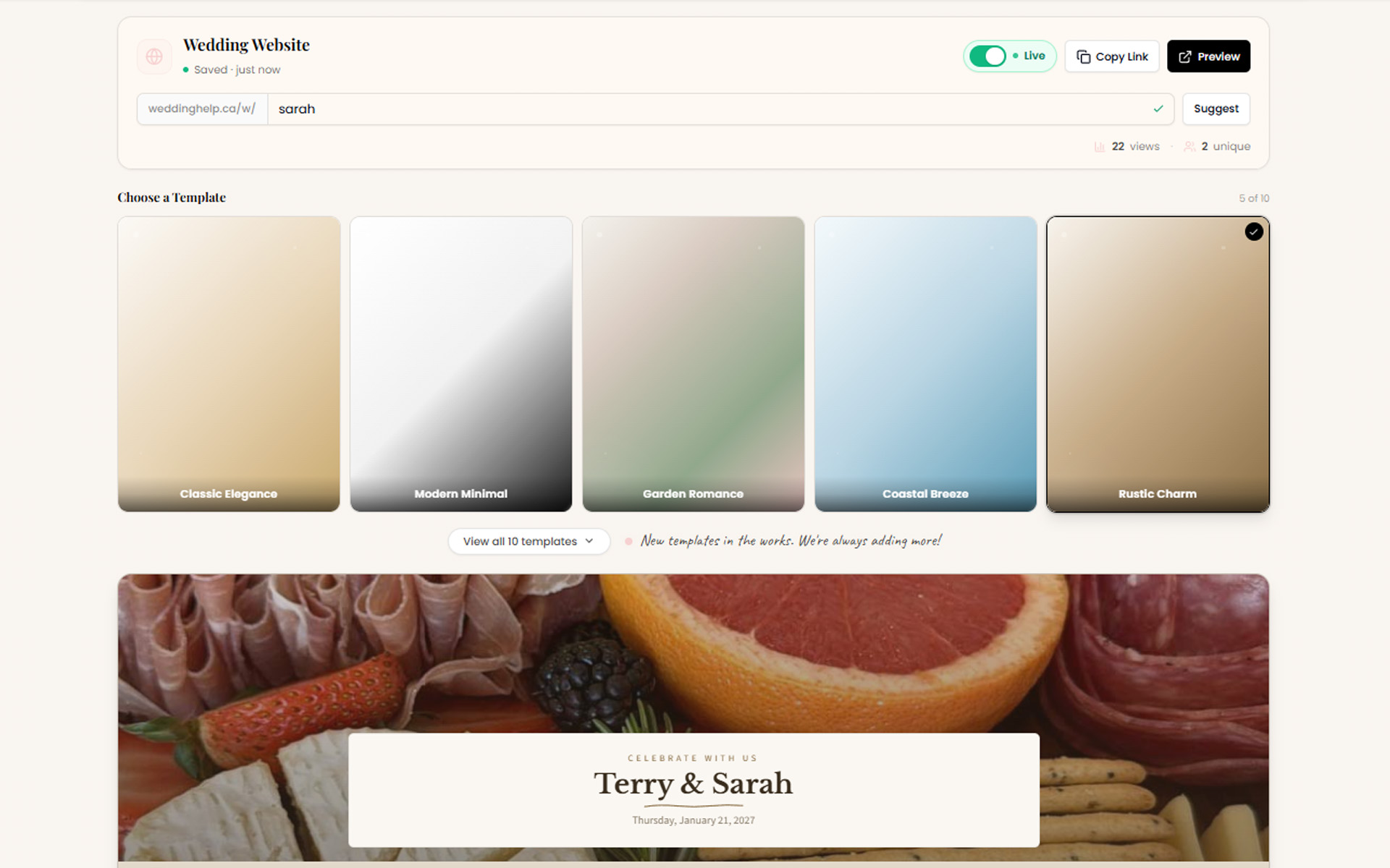 Free Wedding Website preview